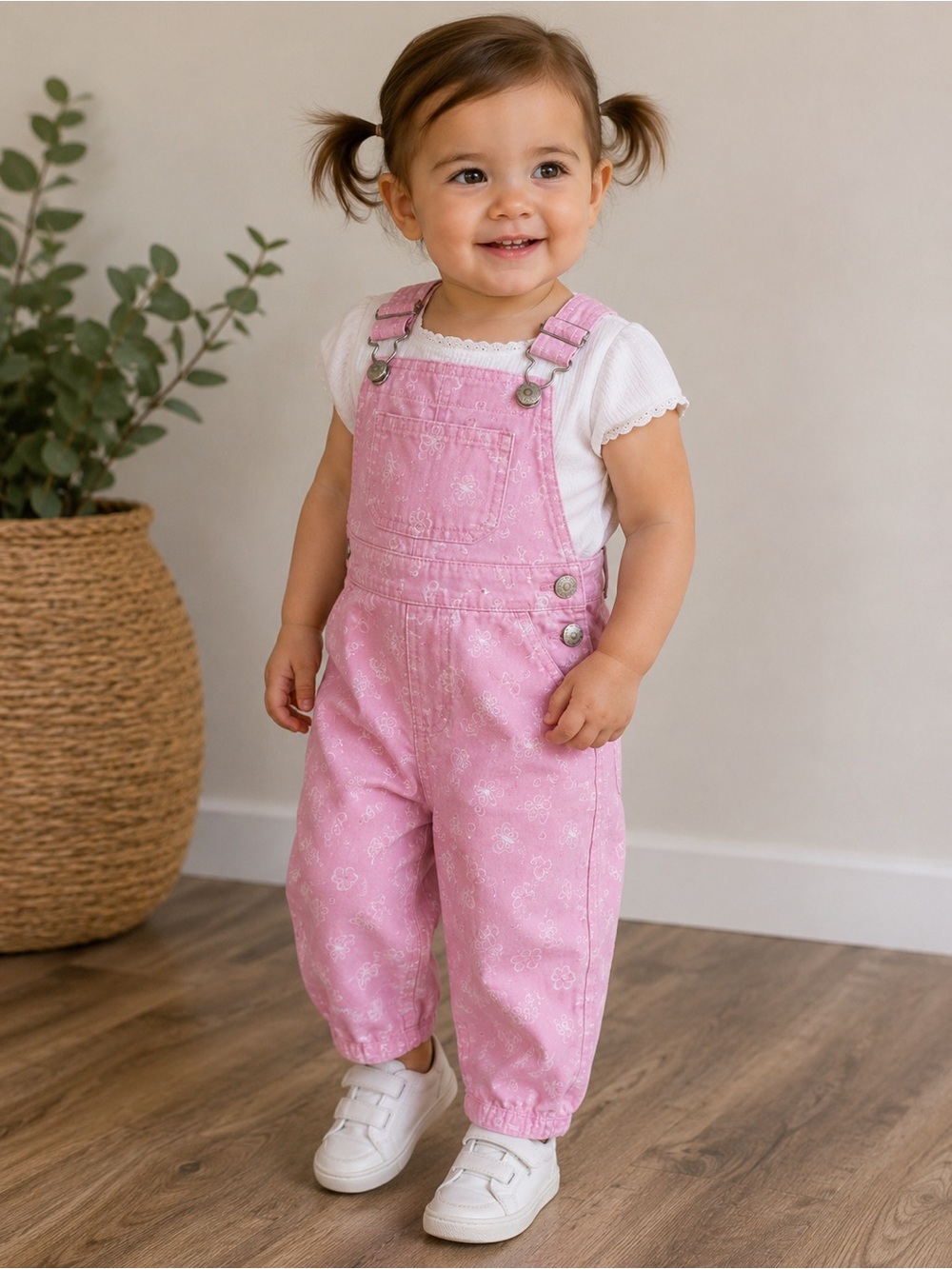 Vintage Sprockets Pink Butterfly Heart Overalls 24M Toddler Girls